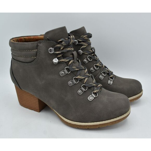 B.O.C By Born Womens Size 9 Alder Light Grey Nubuck PU Heeled Booties Boots - Picture 2 of 12